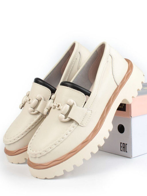 03-HY6-1D BEIGE Лоферы женские (натуральная кожа)