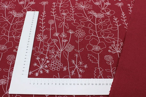 Теплый хлопок Флора - пунктир цв.бордовый, ш.1.50м, хлопок-100%, 160гр/м.кв - Купава фото 5