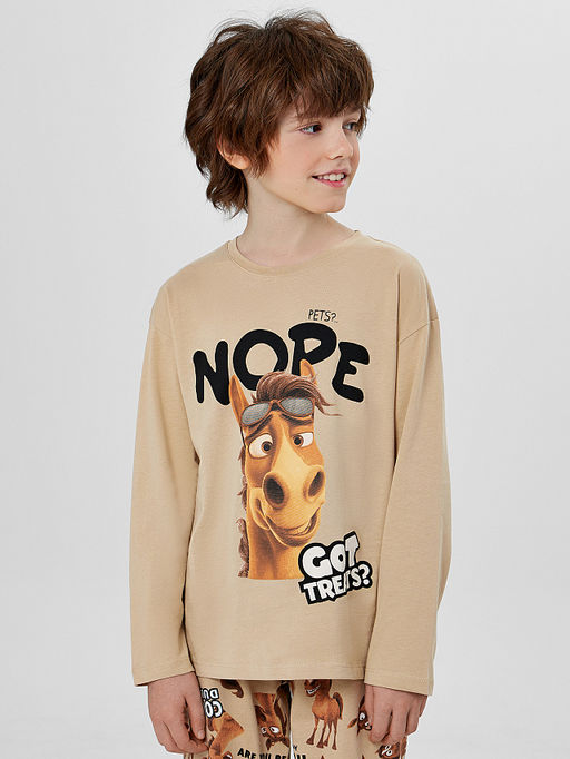 Комплект для мальчиков бежевый с принтом лошадей - Mark formelle фото 3