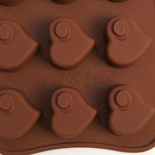 Форма для конфет и шоколада Доляна Сердцеедка, силикон, 21.5?11?1.5 см, 15 ячеек, коричневая