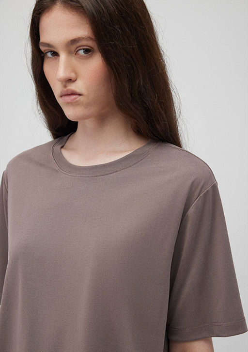 Lux Touch TENCEL TM Kahverengi Basic Crop Tisort - Mavi фото 5