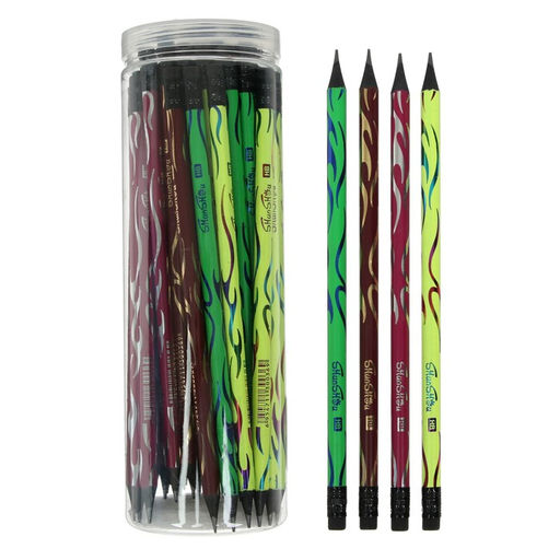 Цена за 12 шт. Карандаш чернографитный, твёрдость НВ, «Пламя» с ластиком, в тубе, корпус МИКС, штрихкод на штуке