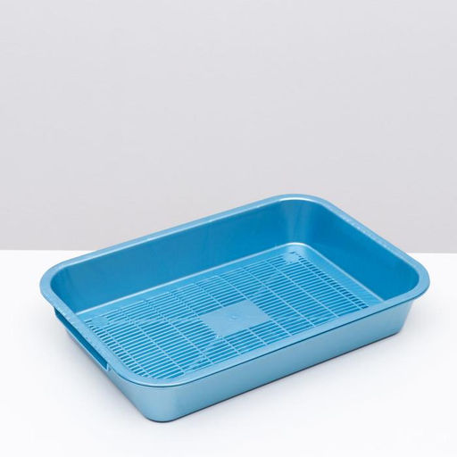 Туалет перламутровый средний с сеткой 36×26×6.5 см голубой