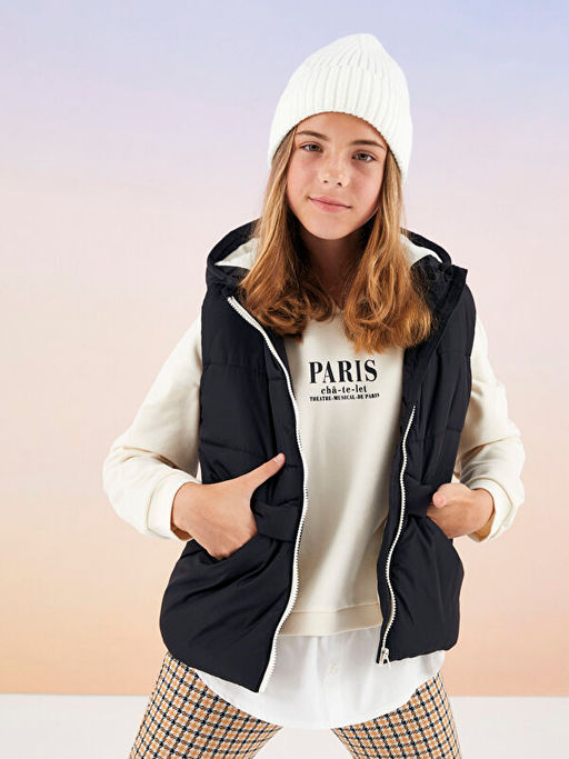 Kap??onlu Bask?l? Uzun Kollu K?z ?ocuk Sweatshirt - Waikiki фото 2