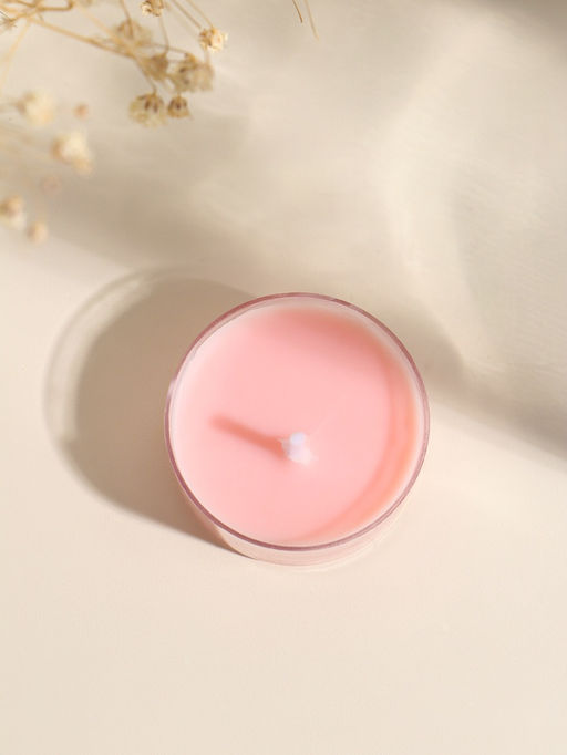 Цена за 3 шт. Чайная свеча ароматическая «Круглая» розовая, сладкая хурма, 3.8×3.8×1.8 см