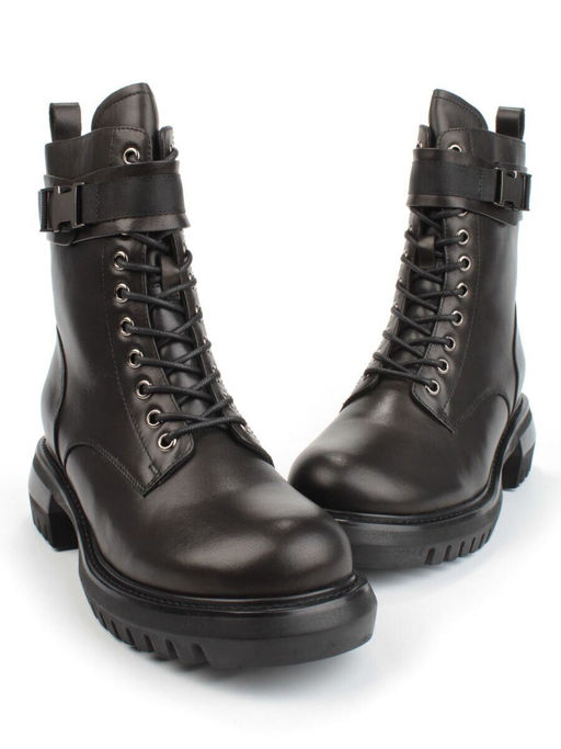 04-M2-592 BLACK Ботинки зимние женские (натуральная кожа, натуральный мех)