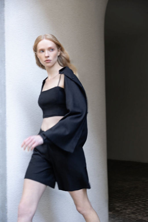 Укороченная блузка-топ из смесовой льняной ткани - Incity фото 4