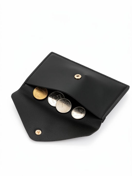Картхолдер 13,5*0,7*8,5 см, отд д/купюр, д/карт, д/монет на кнопке, черный