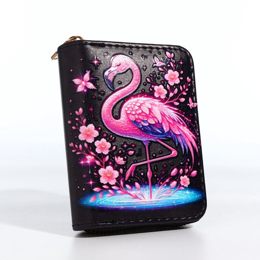 Кошелёк на молнии Фламинго, маленький, чёрный