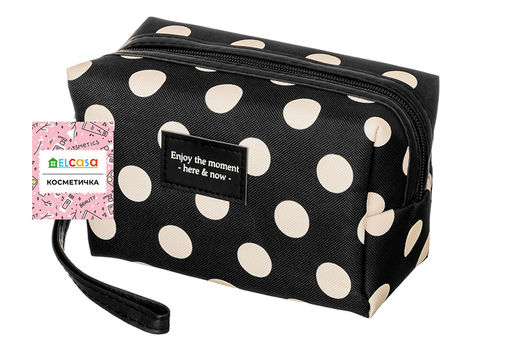 Косметичка - сумочка 18*8*10,5 см Черная в белый горошек, с ручкой - Elan gallery фото 6