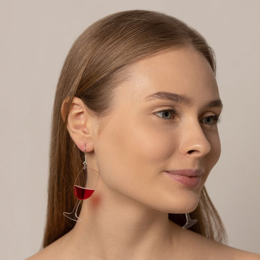Серьги акрил Вино бокалы, цвет красный - Queen fair фото 5