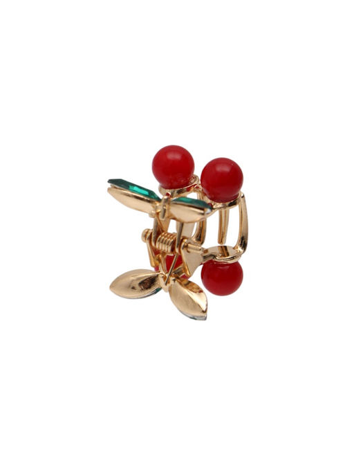 Цена за 6 шт. Краб для волос "Вишенки" 2х2 см, золото