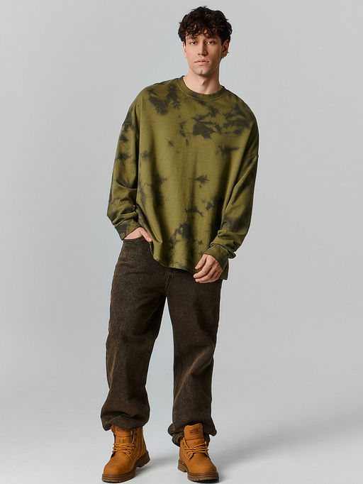 Свитшот оверсайз мужской зеленый с эффектом варки - Mark formelle фото 2