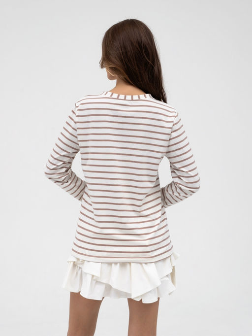 Лонгслив хлопок 95%, лайкра 5%,молочный - Binita фото 8