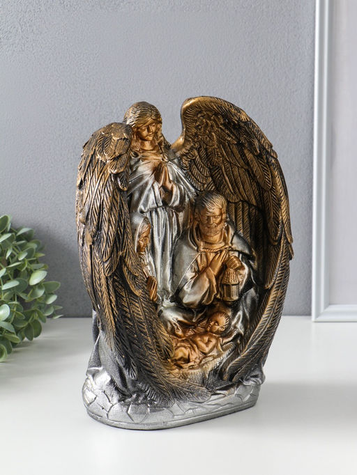 Фигура "Ангел хранитель" бронза с золотом 30х23х14 см