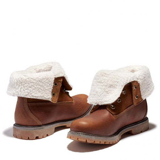 Женские ботинки Timberland Authentics Teddy Fleece WP Fold-Down коричневые фото 8