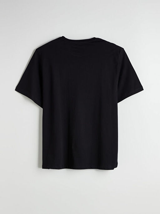 Bisiklet Yaka Bask?l? Penye Erkek Ti??rt