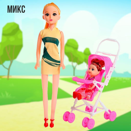 Кукла-модель Мама с дочкой с коляской, МИКС - Simaland фото 26