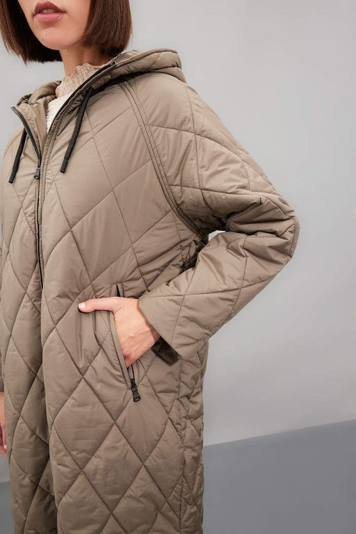 Стеганое узкое пальто Relax Fit с капюшоном и паркой - Defacto фото 4