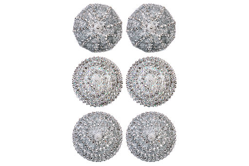 Набор 6 новогодних шаров 9,5*9,5 см Серебряный узор - Elan gallery фото 5