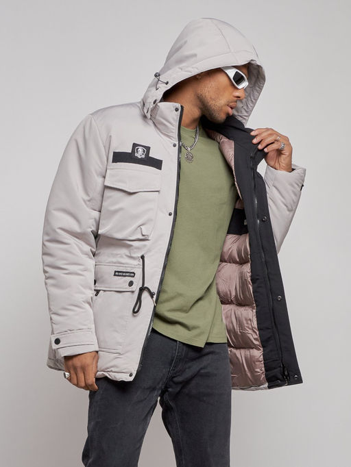 Куртка мужская зимняя с капюшоном молодежная серого цвета 88911Sr - Mtforce фото 11