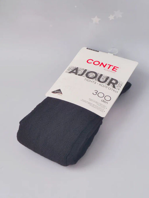 Колготки AJOUR 300 Тёплые ажурные (32/1) - nero Conte