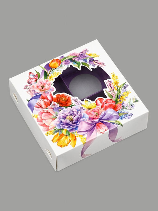 Цена за 5 шт. Коробка под 4 конфеты со скретч-слоем Букет, 10.5?10.5?3.5 см