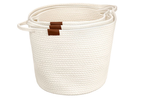 Набор 3 текстильных корзин д/хранения 27*27*20 см, 30*30*25 см, 37*37*30 см, молочный - Elan gallery фото 6