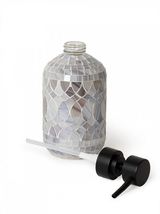 Диспенсер для жидкого мыла 350мл мрамор-серый стекло, пластик АБС - Denastia фото 4