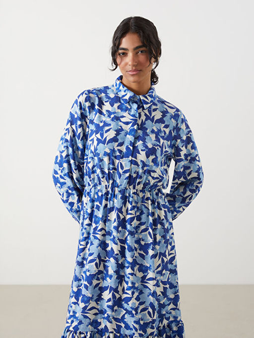 G?mlek Yaka Desenli Elbise