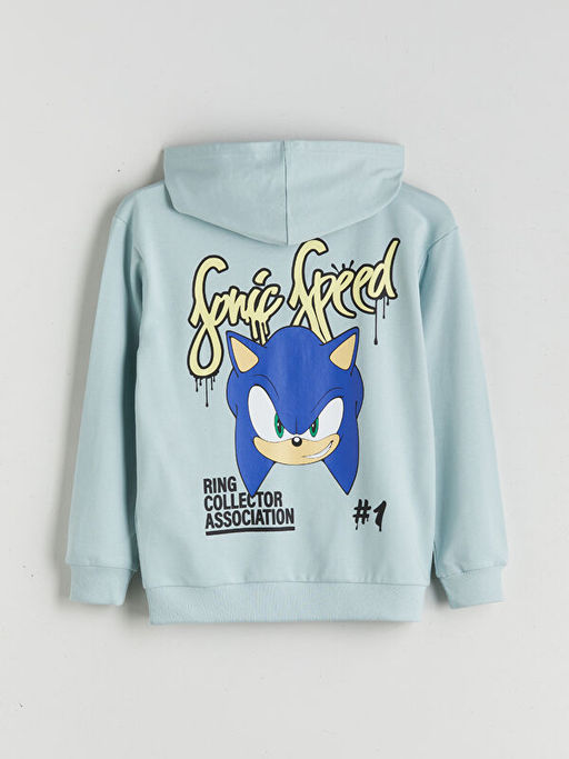 Kap??onlu Sonic Bask?l? Erkek ?ocuk Sweatshirt