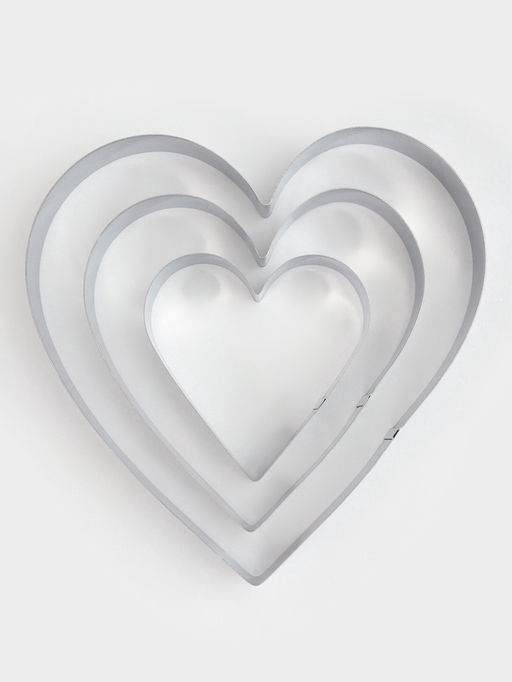 Набор форм для выкладки и выпечки KONFINETTA Сердце, 3 шт., 20?20?4.5 см, 15.5?15?4.5 см, 10?10?4.5 см, серебристый