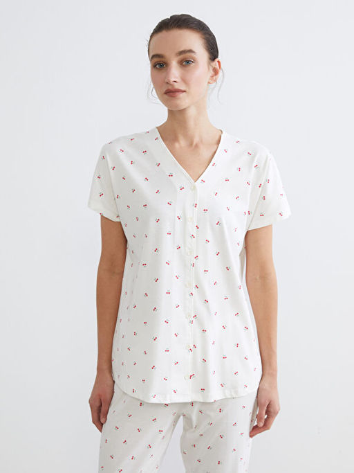 V Yaka Desenli Hamile Pijama Tak?m?