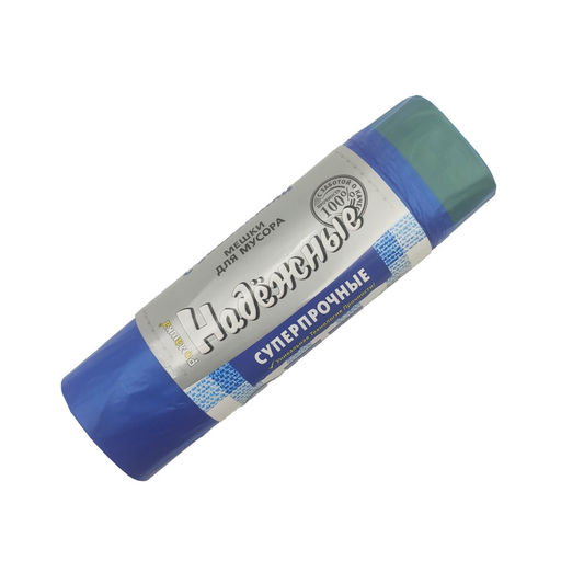 Мешки для мусора с завязками 60л, 60х80см, 25мкм, рулон 10шт., ПВД синий "Ромашка"