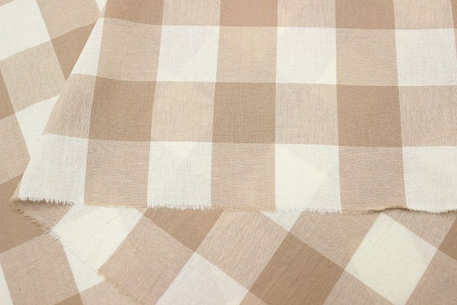 Вареный (стираный) хлопок Клетка (3.0*3.5см) цв.бежевый/молочный, ш.2.5м, хл-100%, 115гр/м.кв - Купава фото 4