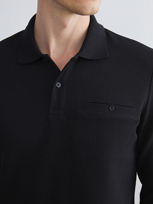 Polo Yaka Uzun Kollu Erkek Sweatshirt