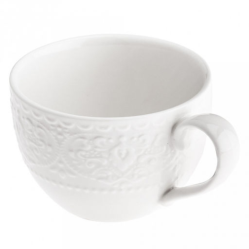 Русь Чашка фарфоровая 210мл, д8,6см h6см, глянцевая глазурь, белый, рельефный декор (Китай) - Домашняя мода фото 3