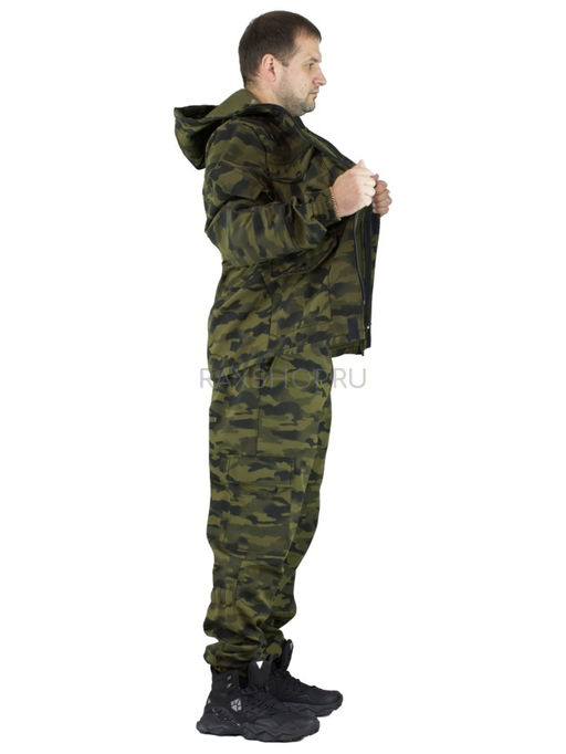 Удлиненный утепленный демисезонный костюм Forest trail G.Black для активного отдыха (горка на флисе) - Rax фото 9