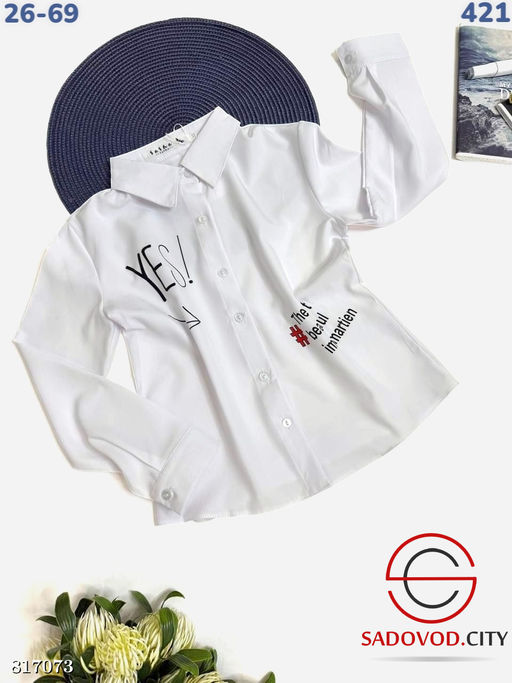 Школьная рубашка для девочки с длинным рукавом. - Bruno фото 2