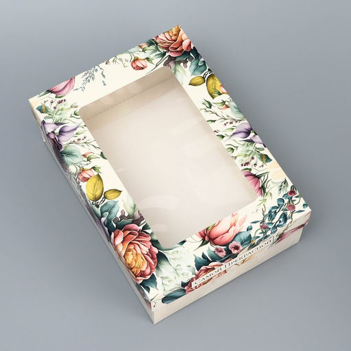 Цена за 2 шт. Коробка складная, крышка-дно, Самой прекрасной, 21?15?7 см с окном