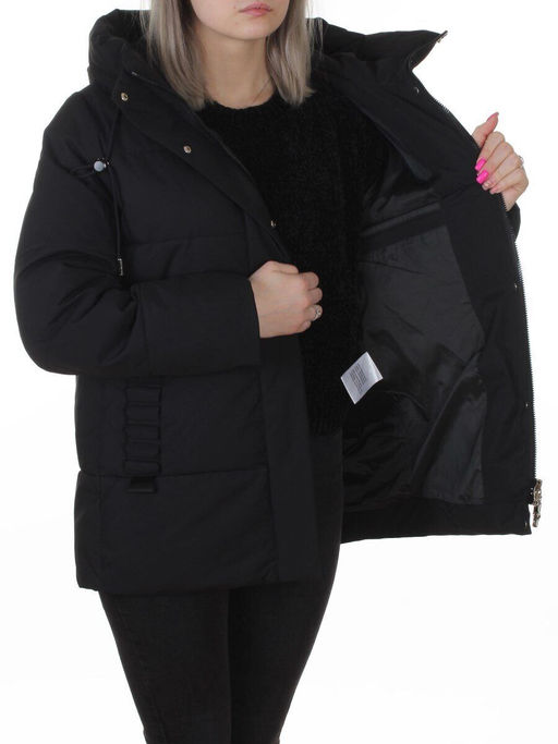YR-6616 BLACK Куртка зимняя женская (150 гр. холлофайбер)