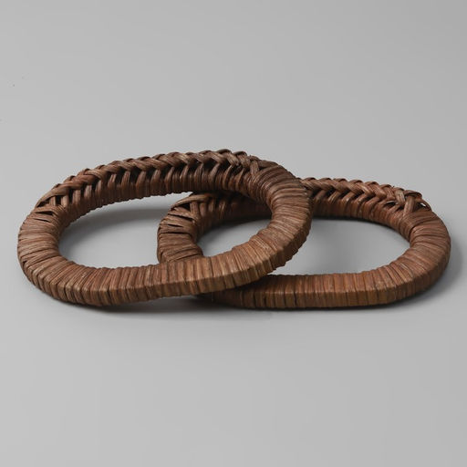 Цена за 3 шт. Ручки для сумок деревянные, плетёные, d=9.8×5.9 / 13.5×9.5 см, 2 шт., коричневые