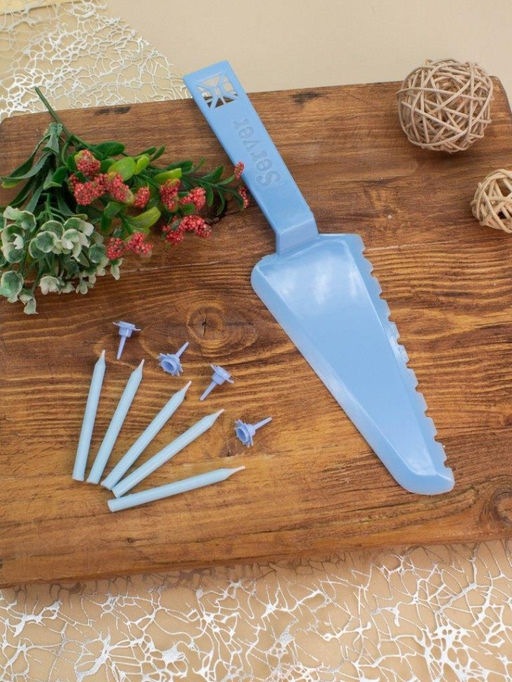 Набор свечей с лопаткой для торта "Slice&light" 24 шт., blue (7,8 см)