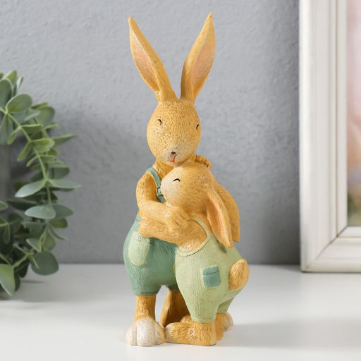 Фигурка полистоун Папа Заяц с зайчонком, 9.5?7?18 см