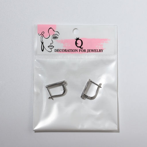 Швензы для сережек родированные Палочка широкая, цвет серебро