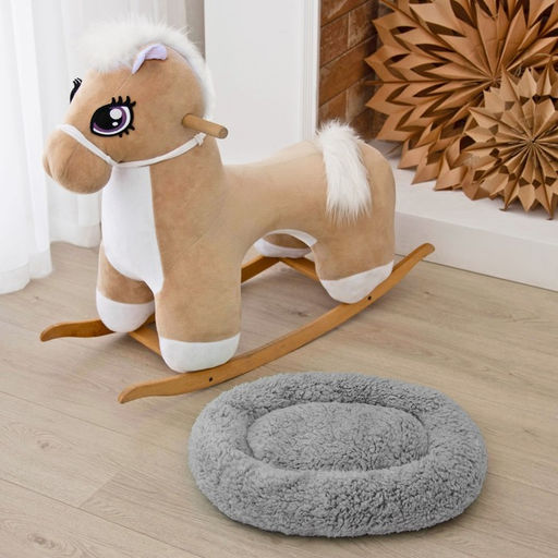 Лежанка для собак и кошек Уют, мягкий мех, 50 х 42 х 11 см, серая - Пижон фото 9