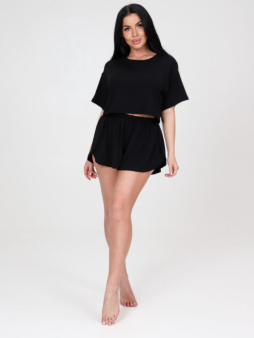 674 ПИЖАМА ЖЕНСКАЯ (шорты) (Черный) - А-дина фото 2