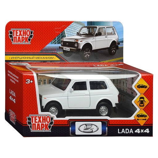 Машина металл LADA 4x4 12 см, (двери, багаж, белый) инерц, в коробке