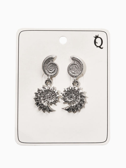 Цена за 2 шт. Серьги металл "Ракушки", цвет серебро