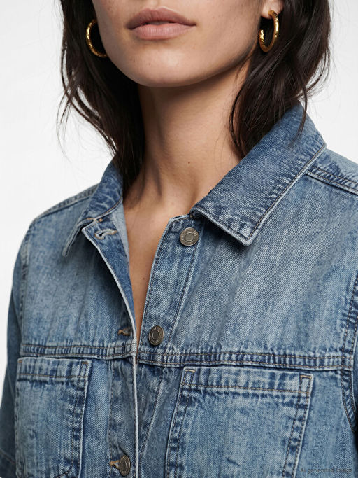 G?mlek Yaka Beli Kemerli Jean Elbise